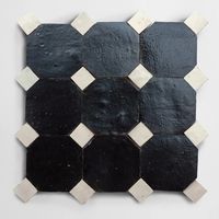 zio & sons + clé black charred cedar zellige tile 4" octagon/1" dot