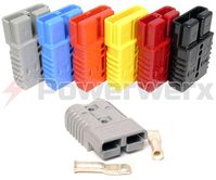 Available in Blue, Gray, Orange Yellow, Red Black. Recommended for use with 1/0, 1, 2, 4, or 6 gauge wire. Kit includes the housing and contacts needed for a single connector.