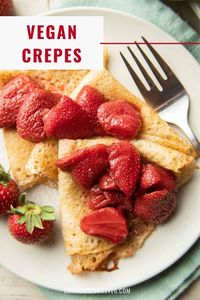 These vegan crepes are super easy to make, and can be eaten as part of a sweet breakfast or stuffed with savory fillings for an elegant dinner.