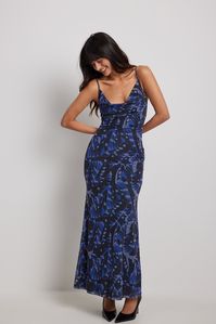 Waterfall Mesh Maxi Dress Blue