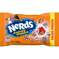 Crunchy, gummy, tangy AND spooky all in one! NERDS Spooky Gummy Clusters are fun, poppable pieces of tangy and crunchy Halloween NERDS surrounding a sweet and gummy center. Only available for this spooky season, don't miss out on your chance to try these fun Halloween-themed candy clusters!