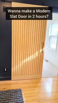 I made this door using just one sheet of plywood and a bunch of 1x2s. It was actually really easy and saved me about $700-800 over purchasing a similar door from a store. Sure it took a few hours but it was well worth the savings! If you want to make your own check out my full tutorial. Happy building! #therehablife #woodworkforall #woodworking #wooddesign #easydiy #wood #diyproject #diyprojects #woodfurniture #diy #moderndesign #moderndoor #moderndoors #modernfurniture #slidingdoor #sliding...