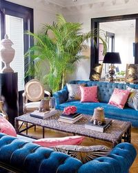 tufted blue velvet sofas