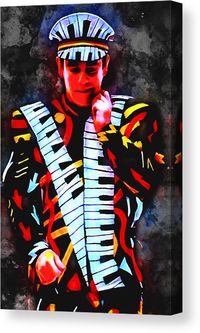 Elton John Canvas Print featuring the mixed media Rocketman Elton John by Marvin Blaine