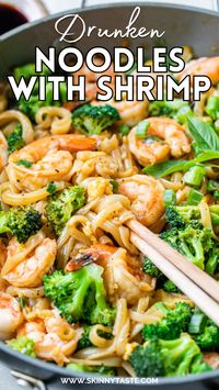 Spicy, savory, and slightly sweet, these Drunken Noodles with Shrimp are inspired by the popular Thai street food pad kee mao.