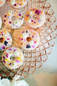 Beautiful donuts with edible flowers