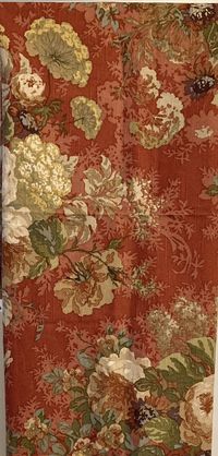 2 Yds Fine Upholstery Fabric Olive Burgundy Beige Heavy Cotton Blend Floral 51" | eBay