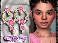 The Sims Resource - long gold earrings with jewels v2 na089 - CHILD