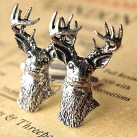 Deer Cufflinks, Antiqued Pewter and Silver Cufflinks