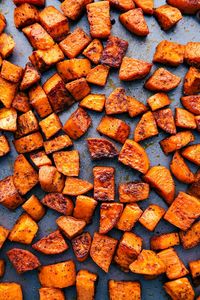 These roasted sweet potatoes are deliciously seasoned & cooked at the perfect temperature to ensure a crispy caramelized exterior & irresistable interior.