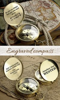 Engraved vintage compass. The perfect gift for my husband. #commissionlink #compass #giftideas #giftforhim #vintage #love