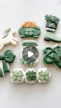 Macey Hill on Instagram: "Jar of Shamrocks ☘️🇮🇪...the very last St. Paddy cookie video!!!  🎶by @elane_music_hq   .  .  .  #irish #saintpatrickcookies #saintpatricksday #stpatricksday  #handmade #shamrockcookies #sprinklecookies #ohbabybakery  #jarcookies #jarofshamrocks   Erin go Bragh, Ireland, Saint Patrick, decorated sugar cookies, royal icing"