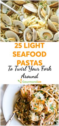 Nothing says summer more than seafood! Here are 25 delicious seafood pastas to lighten up your summer menus without sacrificing any flavor.  #seafood #pasta #recipes #seafoodrecipes #dinner #dinnerrecipes #fish