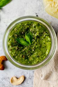 This vegan dairy free pesto pasta is vibrantly green and dangerously addictive. Once you've tried this delicious vegan cashew basil pesto, you won't go back to store bought! This is the perfect healthy spread you can use on bread, pasta and for dips. You've been warned - You might become addicted to it!