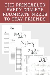 Dorm Room Organization Roommate Chore Chart Clean Home Cleaning Printables Organize and Clean Printables