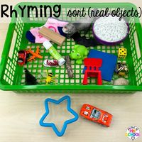 Rhyming sort with real objects plus more rhyming activities for preschool, pre-k, and kindergarten students that are hands-on, engaging, and educational.