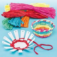 Card Basket Weaving Kits 6 Colors of Raffia, Finished Size 10cm, Kid's Craft Activities Great for Mother's Day & Easter- Pack of 4