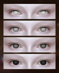 A set of occult eyes (face paint and default replacement) in 4-swatch light and dark grayscale tones for The Sims 4.  #thesims4 #thesims #sims #sims4