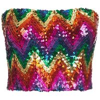 Bundy & Webster - Rainbow Sequin Bandeau ($34) ❤ liked on Polyvore featuring tops, rainbow, sequin, bandeau, disco, colorful shirts, party tops, shirt top, going out shirts and bandeau tops