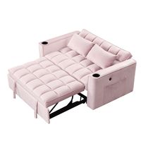 This sofa comes with a pull-out bed that can be pulled out using assistive hand straps and smooth wheels. This sofa is equipped with USB charging ports and built-in cup holders. This sofa is made of velvet fabric, which is easy to care for and maintain. The sofa bed brings a modern feel, suitable for apartments, studios and living rooms. Assembly required. This sofa comes with all necessary parts and installation manuals.