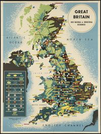 Amazing vintage map of Great Britain ~ you have to see the huge version to appreciate the tine details ~ like the sheep! and engineering and such...