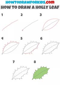 How to Draw a Holly Leaf - Easy Drawing Tutorial For Kids