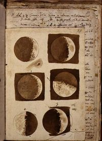 First ever drawings of the moon made by Galileo Galeili after observing it through his telescope in 1609