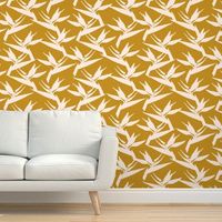 freehand bird of paradise - mustard and - Spoonflower