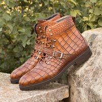 Fashionable Hiking Boots handmade by Civardi in an embossed croco leather! The Eaves Hiking Boot can be customized online allowing you to choose from a huge selection of materials and options. Take your sense of style to the mountain...or simply to the shops! Free shipping on all orders. #crocoboots, #customboots, #hikingboots