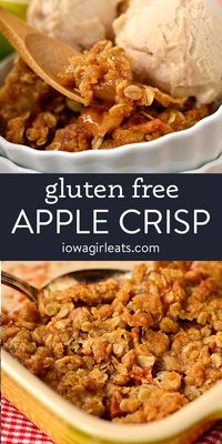 This gluten free apple crisp is the best you'll ever make—and the easiest too! It's full of cozy fall flavors and it has the perfect ratio of apples to topping. Just add your favorite vanilla ice cream! iowagirleats.com