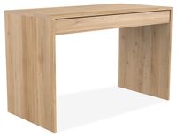 Crafted of oak, a hardwood known for its prominent grain and resistance to scratching and dust, this clean-lined desk is equipped with one soft-closing drawer that's perfect for storing everything from stationery to desk accessories.