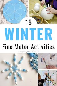 15 Winter Fine Motor Activities for Kids. 15 play based learning ideas to help toddlers and preschoolers develop fine motor skills. #winter #finemotor #toddlers #preschoolers