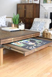 Coffee Table with Puzzle Pullout #table #woodworking