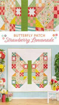 Create a beautiful patchwork throw with the Butterfly Patch Quilt Kit! Designed by Lella Boutique and recolored by Shabby Fabrics with the Strawberry Lemonade collection by Moda Fabrics, this delightful project is perfect for the spring and summer seasons. Stay stylish and warm on cool summer nights with the sawtooth stars, nine-patch, and strip blocks that make up this gorgeous, vibrant design.