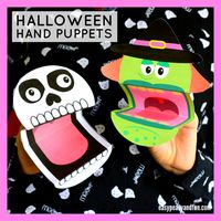 The best Halloween craft idea for kids to make this season! Print these printable Halloween puppets - Jack o lantern, vampire, witch or skeleton (and many more) and let your kids have tons of fun playing with them. Great Halloween activity to do with kids at home or at school - preschool and kindergarten age kids love them.