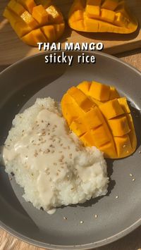 Indulge in this sinful and mouthwatering Thai Mango Sticky Rice. An easy dessert recipe consisting of sticky rice, sweet coconut milk sauce and fresh cut mangoes.