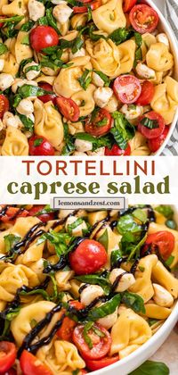 A twist on the classic, this Tortellini Caprese Salad is the pasta salad of the summer--and every season in between. Toss it together in 10 minutes and enjoy the fresh flavors of basil, tomatoes, cheesy tortellini and a delicious balsamic glaze. A perfect side but also hearty enough for a meal!