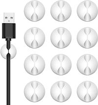 Flezoo Cord Holder Cable Clips - 12PCS White Cable Cord Organizer, Adhesive Charger Wire Cord Clips, Cable Management Keeper, Wire Cable Holder for Nightstand, Desk, Office, Mouse Cord or Appliances