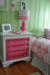 Paint drawers bright colour to contrast white dresser