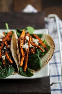 Crispy Quinoa and Mole Sweet Potato Tacos