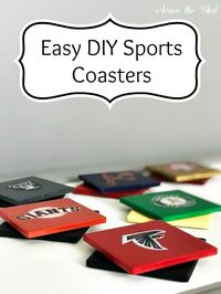 DIY Sports Coasters Across the Blvd #DIYProjects #DIYCoasters #SportsCoasters #football #baseball #dollarstorecraft #ModPodge