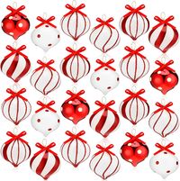 Rich in Quantity: you will receive 24 pieces of glass peppermint candy ornaments with bow and rope in 6 designs, cute and funny, suitable for you to share and decorate your Christmas tree or other items on Christmas, you'll have ample supply to fulfill your decoration needs