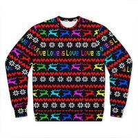 Lgbtq Christmas Sweater, Gay Christmas Jumper, Funny LGBT Pride Xmas gift, LGBT Xmas Ugly Sweater, Love is Love Holiday Sweatshirt Premium Cut and Sew Sublimation Unisex Sweatshirt is crafted from premium 300gsm soft fabric with brushed fleece inside. It has classic proportions and was constructed after printing to eliminate imperfections.  The sublimation printing process allows the print to look vibrant and be durable whilst soft fleece inside provides comfort.  * Made in London * 75% polyeste