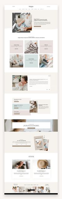 "Maggie is an elegant and modern Coaching Divi Child Theme made for promoting your business and services online. This WordPress theme is built for female entrepreneurs, coaches, virtual assistants, copywriters, podcasters and bold business owners ready to do things differently. The theme comes with 4 homes to choose and with Divi Visual Builder it's easy to customize the look and feel of your website using the options for unlimited colors and elements to add images, text, skills, headings, email