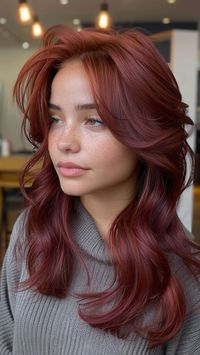 Elevate your hair game with the luxurious allure of Plum Red, a captivating hue that promises to turn heads! This deep, rich shade exudes sophistication and mystery, adding a touch of glamour to any style. Don't miss out on the chance to rock Plum Red – click the pin and follow us for more breathtaking hair color inspirations! #PlumRed #RedHair #HairColorIdeas #LuxuriousLocks #GlamorousStyle