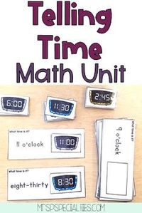 Teach students to tell time with both digital and analog clocks. This hands on and adapted math unit is designed for elementary, middle and high school special education students learning to tell time. It's differentiated and engaging for students in life skills activities in autism classrooms, self-contained settings and life skills programs. They are perfect for direct instruction, independent work systems, math centers and task boxes.