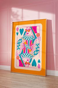 Queen of Hearts Maximalist Poster Dopamine Wall Decor Funky Art Prints Quirky Wall Art, Maximalist Home Hot Pink Decor Lucky You Wall Art - Etsy UK