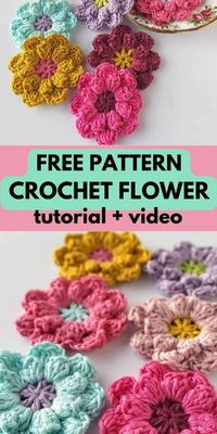 Crochet flower pattern with popcorn stitches! The free crochet pattern includes Video Tutorial and a step by step photo tutorial so even a beginner can enjoy this easy crochet flower pattern. SAVE pin for later!