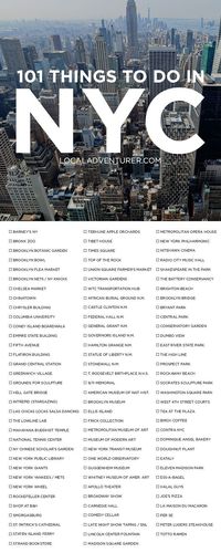 Check out our 101 Things to Do in NYC Bucket List { click through to get the printable version } - from the touristy spots everyone has to do at least once to the spots a little more off the beaten path. // localadventurer.com