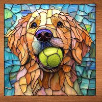 6437_WA_TILE Golden Retriever Lets Play Ceramic Tile Art  Glossy Handcrafted Ceramic Art Tiles - Unleash Your Creativity with a Splash of Color ✨ Bring the beauty of handcrafted art into your home with these captivating ceramic tiles! Each tile is crafted in our East Tennessee workshop, showcasing a dazzling array of colors and featuring original artwork that reflects a vast range of themes and styles. **A Universe of Artistic Inspiration ** Our tiles are more than just wall art - they're a canv